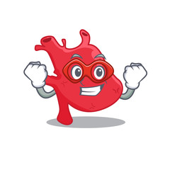 A cartoon character of heart performed as a Super hero