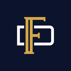 Initial Letter FD DF Monogram Logo Design