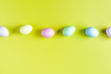Easter concept on yellow background top view mockup