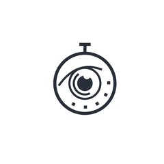 Stopwatch and eye. Countdown time. Vector icon isolated on white background.