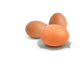 Three eggs isolated on white background for graphic design