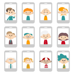 スマートフォン画面　人物たち　シルバー