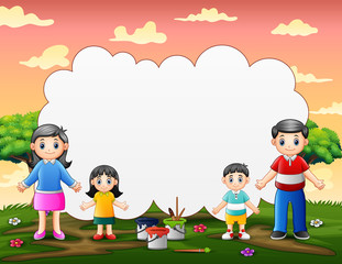 Obraz na płótnie Canvas Border template design with happy family standing