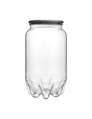 Empty transparent glass jar isolated on white