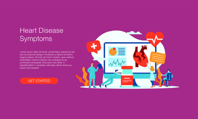 Heart disease symptoms medical vector illustration concept doctor working at laboratory vector template background isolated can be use for presentation web banner UI UX landing page