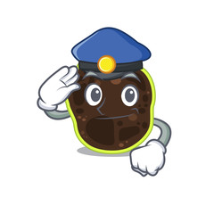 Naklejka premium Police officer cartoon drawing of firmicutes wearing a blue hat