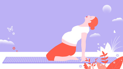 A woman practicing yoga. Background illustration of fitness posture