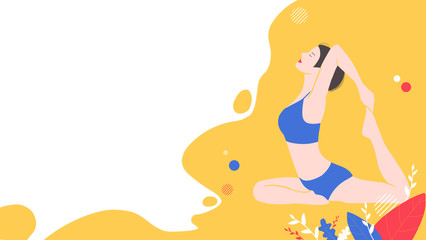 A woman practicing yoga. Background illustration of fitness posture