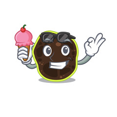 A cartoon drawing of firmicutes holding cone ice cream