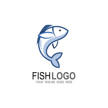 Fish symbol. Fresh seafood logo template design. Vector illustration, Tuna. Salmon. Seafood restaurant.