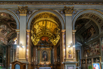 Interior of the church San Marcello al Corso in Rome, Italy
