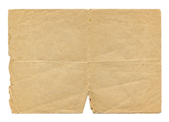 Vintage light paper blank with torn edges isolated on white background. Old paper texture for design.