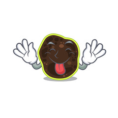 Funny firmicutes cartoon design with tongue out face