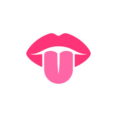Vector icon of tongue sticking out girl.