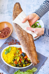 Shoti or tonis puri - Georgian traditional long whole wheat bread baked in tone - clay cob oven.
