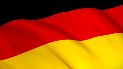 The national flag of Germany (German flag) waving background illustration. Highly detailed realistic 3D rendering