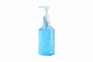 Hand sanitizer alcohol gel with a pump bottle package for hand hygiene coronavirus protection from spreading isolated on white background with clipping path.