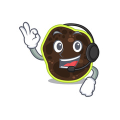 A stunning firmicutes mascot character concept wearing headphone