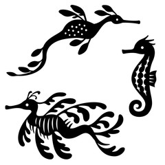 タツノオトシゴとシードラゴンのイラストセット