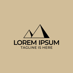 Two pyramid logo design on a brown background.