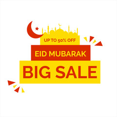 Eid Mubarak Sale Design for business. Discount Banner Promotion Template