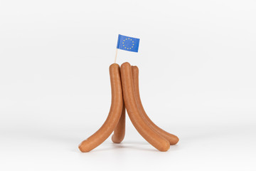 Wiener Würstchenmit EU Flagge isoliert