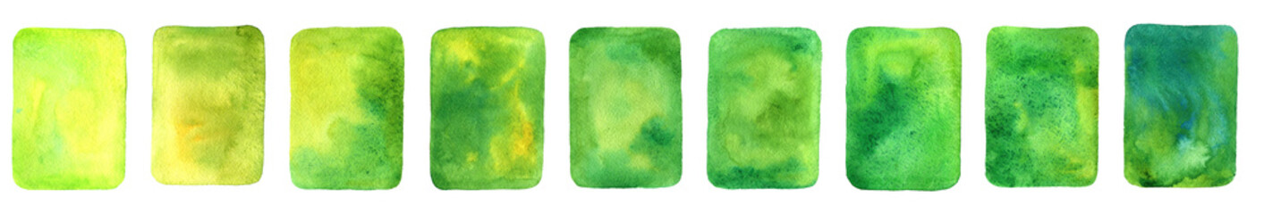 set of watercolor green backgrounds