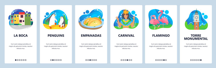 Argentina website and mobile app onboarding screens vector template