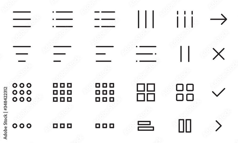 Poster website navigation button set. hamburger menu line icons