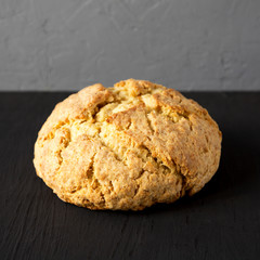 Homemade Irish Soda Bread, side view.