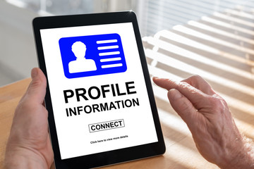 Profile information concept on a tablet