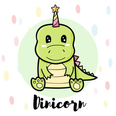 cute dinosaur unicorn cartoon hand drawn for kid