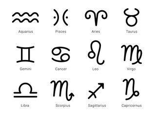 Signs of the zodiac. Horoscope icons of the western astrology