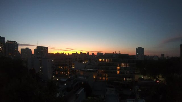 Time Lapse of Skyline Sunset in Buenos Aires.