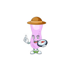 Experience explorer of clostridium botulinum cartoon character style using compass