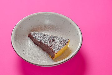 Sweet and tasty chocolate cake great for during coffee break isolated on white