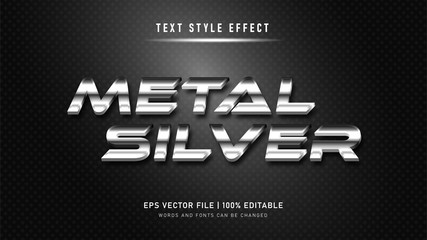 Editable text effect. Metal silver 3d text style effect.