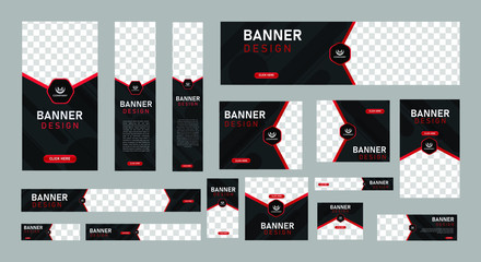 set of abstract web banners of standard size with a place for photos. Business ad banner. Vertical, horizontal and square template. vector illustration EPS 10