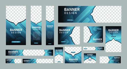 set of abstract web banners of standard size with a place for photos. Business ad banner. Vertical, horizontal and square template. vector illustration EPS 10