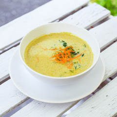 Zupa warzywna, pyszne zdrowe jedzenie. - obrazy, fototapety, plakaty