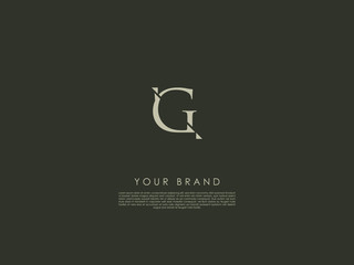a business logo consists of the letter 'G' and a diagonal line