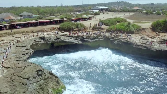 Beautiful drone footage of Devils tears cliffs - Nusa Lembongan Bali 