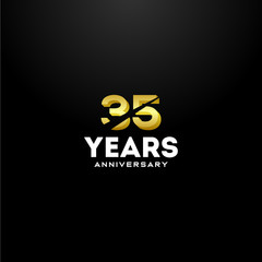 35 Years Anniversary Gold Number Vector Design