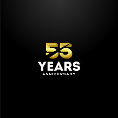 55 Years Anniversary Gold Number Vector Design