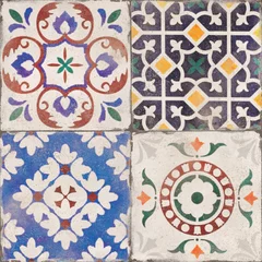 Gordijnen Prachtige naadloze patroon Marokkaanse Portugese tegels, Marokkaanse mozaïektegel, keramische decoratietegel, Portugese patroontegel © OM SHIVA