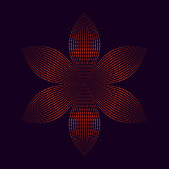 Red dotted flower on a black background.