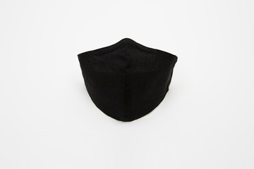 Black face mask on white background.