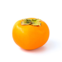 Closeup persimmons isolated on a white background. whole honey fruits or Kaki fruit of japan