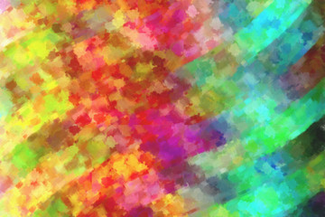 Yellow, white, red and green waves Dry Brush abstract paint background.