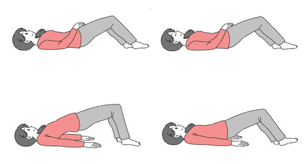 尿漏れ　骨盤底筋体操をする女性のイラスト素材